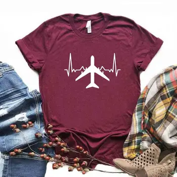 Letalo srčni Utrip Tiskanja Ženske tshirt Bombaž Priložnostne Smešno t shirt Darilo Lady Yong Dekle Top Tee 6 Barvno-1107