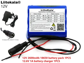 Liitokala 12 V 2600 mAh 18650 Li-ionska Akumulatorska baterija za CCTV Kamere, baterije + 12,6 V 1 Polnilnik