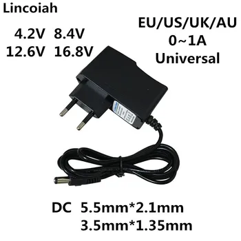 Lincoiah 4,2 V 8.4 PROTI 12,6 V 16.8 V 1A 1000MA AC/DC Adapter napajalnik 4.2 8.4 12.6 16.8 V Volt polnilnik za litij baterija 18650
