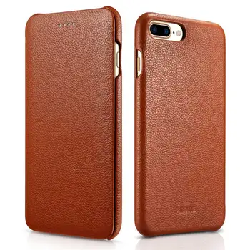 Litchi Kravjo Kožo Pravega Usnja Flip Case za iPhone7 8 Poslovno pravo Usnje Pametni Telefon Cover za Apple iPhone 7Plus 8Plus
