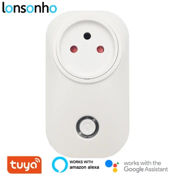 Lonsonho Tuya Smart Plug WiFi Vtičnico 16A Moč Vrsta Zaslona H 3 Krog Pin za Izrael Deluje Z Alexa Echo Google Domov Mini