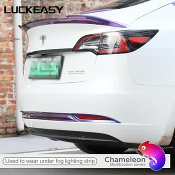 LUCKEASY Zunanje spremembe ABS avto zadnje meglenke Dekoracijo trakov za Tesla Model3 2017-2020 zvezdnato nebo kameleon serije