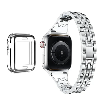Luksuzni Diamantno Zapestnico za Apple ura 5 4 3 2 1 Trakovi Trak iz Nerjavnega Jekla Watch Band za iWatch 44 mm 40 mm 42mm 38 mm Pas