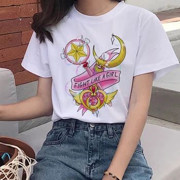 Lus Los Sailor Moon Fashion majica s kratkimi rokavi Ženske Harajuku Kratek Rokav Zabavno Čarobno Palico T-shirt Srčkan T-shirt Risanka Ženske