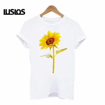LUSLOS 2019 ženske majica plus velikost femme sončnično tiskanja hipster tshirt priložnostne bela harajuku ulične t-majice ženske oblačila