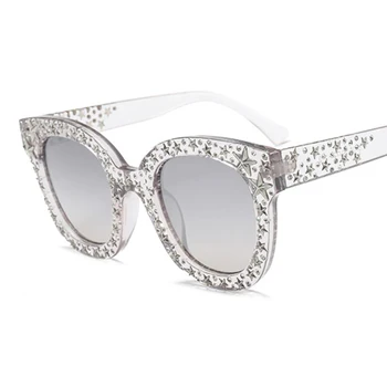 Luxury Black Star Sončna Očala Ženske Retro Polno Kristalno Sončna Očala Ženski Modni Oblikovalec Blagovne Znamke Prevelik Sončna Očala 2020 Seksi