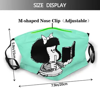 Mafalda Branje Svoje Knjige, ki Niso za Enkratno uporabo Usta, Obraz Maske z filtri Proti Meglica Dustproof Poliester zaščitni Pokrov Žarilna