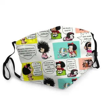 Mafalda Maska Za Dihanje Unisex Argentinski Risanka Quino Stripi Usta Masko Dustproof Zaščitni Pokrov Respirator Žarilna