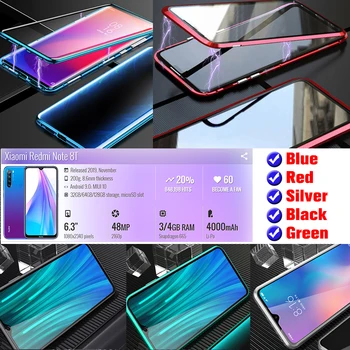 Magnetni adsorpcije primeru za Xiaomi Redmi Opomba 8T primerih pokrovček ksiomi readmi ne 8 t t8 note8 telefon odbijača coque fundas