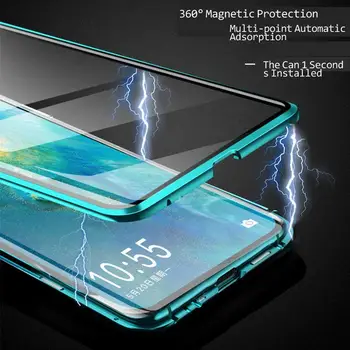 Magnetni Primeru Telefon Za Xiaomi Redmi K20 Pro K30 Opomba 8 Pro 7 Aluminija Odbijača Dvojno Steklo Pokrova Mi Opomba 10 CC9 Pro 9 9T A2 Primeru