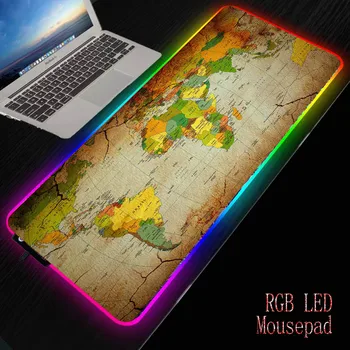 Mairuige Zemljevidu Sveta RGB Iger na srečo Igralec Velikih Mousepad LED Osvetlitev, USB Tipkovnica Pisano Mizo Pad Miši Mat za Prenosni RAČUNALNIK Desktop