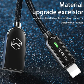 Mcdodo Polnilnik USB Kabel LED 2A za iPhone X XR XS Max 8 7 6s Plus Za Strele Kabel Hitro Polnjenje Podatkov Auto odklopite Kabel