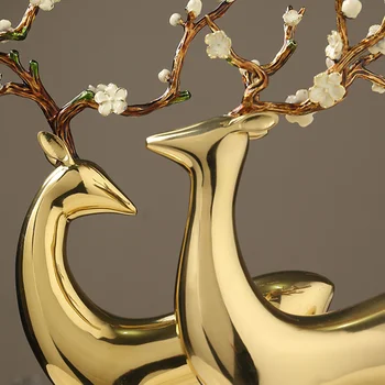 Medenina Jelena Kip Baker Elk Figur Zlati Buck Kiparstvo Dekoracijo Doma Dekor Letnik Kovinski Živali Okras Božično Darilo