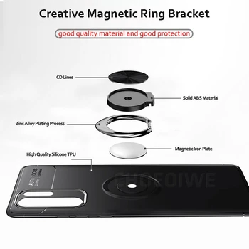 Mehko Primerih Za Huawei P30 Pro 6.47 palčni Magnet Prst Prstan Imetnik Silikonski Primeru Telefon za Huawei P30pro Shockproof Lupini Pokrov