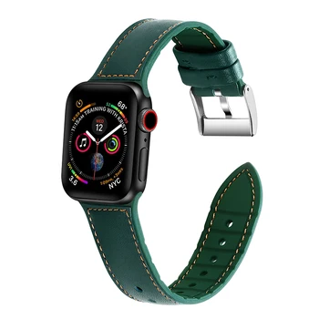 Mehko Watch Trak 40/44 mm Za Apple Gledati Serije 5 4 Manšeta Silicij z Usnja Watchband Človek je Gledal Zapestnica Za Apple Band