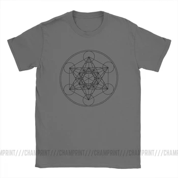 Metatrons Kocka Cvet Življenja Majica s kratkimi rokavi Moški Bombaž Noro T-Shirt Sveto Geometrijo Čarobno Mandala Tee Kratek Rokav Vrhovi Ideja za Darilo