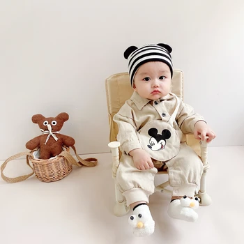 Mickey Nov Baby Girl Boy Oblačila Z Dolgimi Rokavi Splošno Jesen Pomlad Moda Novorojenega Dojenčka Romper Jumpsuit Bombaž Malčka Obleke