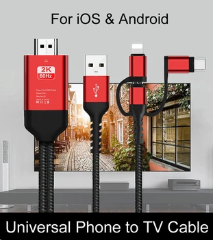 Micro USB Tip C Android, iOS Telefon HD Kabel za HDTV Adapter 2K 1080P Video Pretvornik za iPhone XS MAX XR Samsung S8 S9 S10 TV
