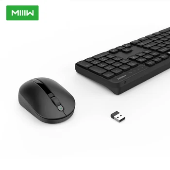 MIIIW Brezžični Office Keyboard & Mouse Nastavite 104 Tipke 2.4 GHz, Windows PC, MAC Združljiv Prenosni USB-Tipkovnico Za Uporabo v Pisarni