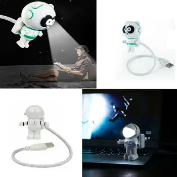 Mini LED Nočne Luči USB Astronavt Panda Nastavljiv Gooseneck Astro Svetlobe Tabela Namizne Svetilke Spalnica Doma Otroci Soba Otroke Darila