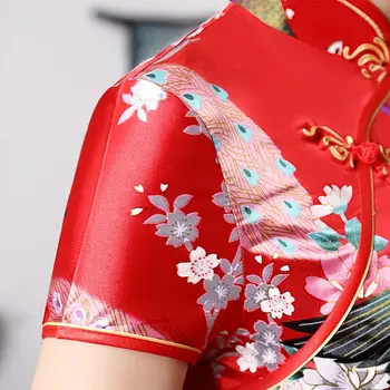 Moda Poletje Dolgo Cheongsam Rdeči Kitajski Stil Oblačenja Ženska Slim Qipao Nov Prihod Vestidos Velikost S M L XL XXL XXXL 4XL 5XL 6XL