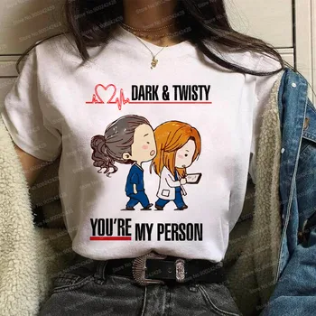 Moda Siva je Anatomija majica s kratkimi rokavi ženske Harajuku ti Si Moj Oseba, T-majice Ljubezen EKG Tee 90. letih Temno in Twisty kreativni Grafični Vrhovi