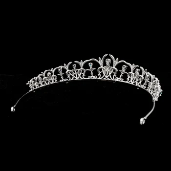 Moda Spusti CZ Kubičnih Cirkonij Cvet Poročne Tiara Royal Crown Romantično Poroko Glavo, Lase, Nakit S16414