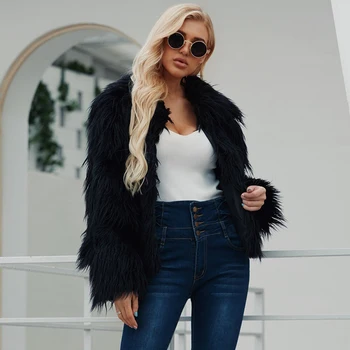 Moda Za Ženske Fur Coat Plus Velikost Jeseni Dolg Rokav Puhasto Specializiranimi Za Umetno Krzno, Jakna Ženske Zimski Plašč 2019 High Street Kosmate Ženske Jakna