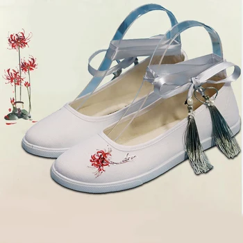 MoDao ZuShi Jiang YanLi Cosplay Čevlji Stari kostum, čevlje Čipke-up Ples čevlji Tiskanje Enakonočje Cvet