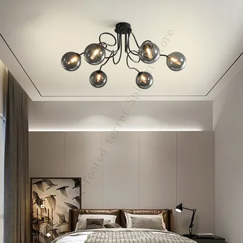 Moderna dnevna soba stropne svetilke čarobni fižol, molekularna stekleno kroglo black LED stropna svetilka Nordijska spalnica, kuhinja študija stropna svetilka
