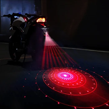 Motoristična Oprema LED Barvne Lučke Počil Flash Vzorec Laser Žarometi Zadaj-End Trčenju Opozorilo Meglo Zadaj Rep Luči