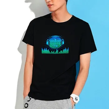 Moška Moda za Moške 3D Stranka Disco DJ Zvok, Vklopi LED Luči Gor in Dol Utripa Žareče T-Shirt pomlad Poletje Priložnostne Vrhovi
