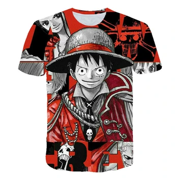 Moške Enem Kosu Luffy Harajuku zabavne Majice Unisex Poletje Vaja Tshirts Anime Vrhovi Fant Darilo