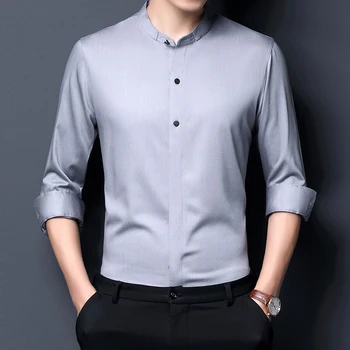 Moški 2020 NOVO Pomlad in Jesen Poslovnih Majica fashion Moški stoji Ovratnik Majice z Dolgimi Rokavi jke308
