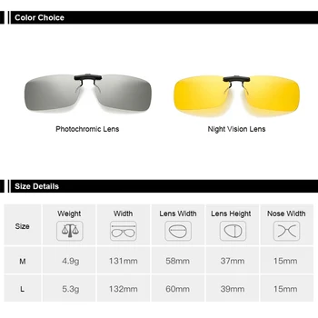 Moški Kvadratnih Posnetek na Očala Polarizirana Očala Nočna Vožnja z Rumeno Polarizirajočega Ženske Photochromic sončna Očala Posnetek Očala