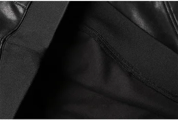 Moški nov elastična usnje, bombaž črn pulover s kapuco mens turtleneck klobuk moda priložnostne visoko kakovostne zimske blagovno znamko design hoodies F0014