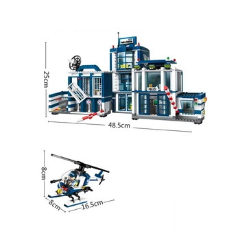 Na zalogi 951pcs mesto serije Policijsko Postajo Helikopter avtomobilov Opeke Izobraževalne Gradnike Modela, Igrače Za Otroke, otroci Darila