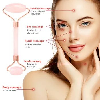 Naravni Jade Roller Obraz Massager Obrazno Masažo, Sprostitev Hujšanje Rose Quartz Strgalo Massager Lepotno Nego Kože Orodja