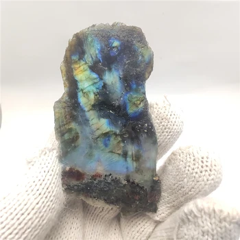 Naravni Kristal Moonstone Raw Gemstone Ornament Eni Strani Polirani Quartz Labradorite Obrt Dekorativni Kamen Zdravljenja