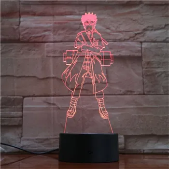 Naruto, Naruto Uzumaki Lampara 3D LED Svetilko ob Postelji Akcijska Figura, Ustvarjalne Barva Spreminja Tabela Svetlobe Igrača Anime Razsvetljavo Luminaria