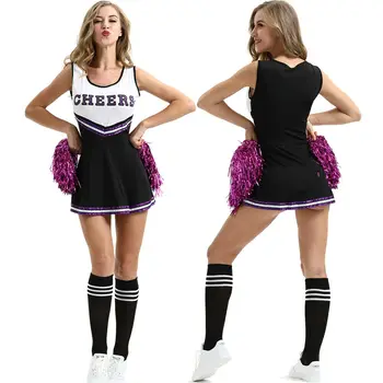 Navijačica pustna Obleka High School Uniform Glasbeni Kostum Pompoms S-XL