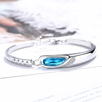 NEHZY 925 sterling silver nova ženska moda nakit visoke kakovosti modra kristal cirkon retro preprosto vroče prodajo DIY zapestnica