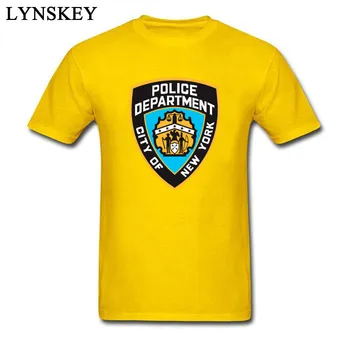 New York Oddelek Logo Majica s kratkimi rokavi Moški Funky Slim Fit Čistega Bombaža Vrhovi Tees Smešno Skupine Tshirt Moški