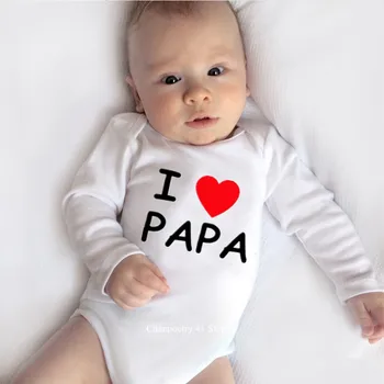 Newborn Baby Bodysuit ljubim Papa Mama Bombaž Dolg Rokav Telo Baby Boy Girl Onesies igralne obleke Baby Twins Oblačila