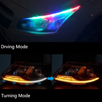 Niscarda 2pcs Univerzalno Nepremočljiva Fleksibilni RGB Dnevnih Luči DRL Multi Barvni LED Trakovi Vključite Opozorilne Luči