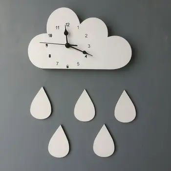 Nordijska Doma Oprema Oblak Mavrica Raindrop Ure Cartoon Otrok Izklop Ura Stenska Dekoracija