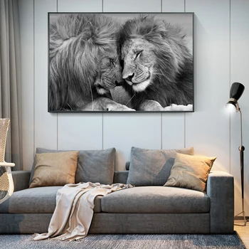 Nordijska Črni Afriški Lions Platna Slike Na Steni Umetnosti Plakatov In Fotografij Lev glavo Na Glavo Art Slike Doma Dekoracijo