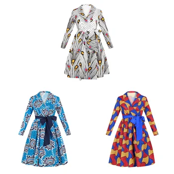 Nova Moda Zarezo Afriške Obleke Za Ženske, Jeseni, Pozimi Dashiki Afriki Slog Tiskanja Bogato Bazin Dashiki Vrh Midi Obleke