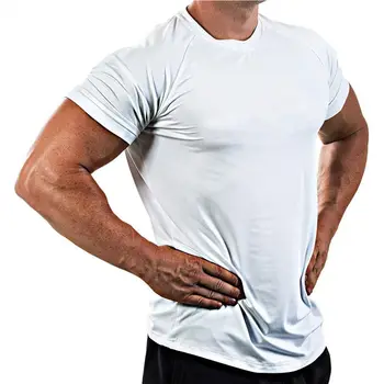 Nove Telovadnice t shirt Mens Stiskanje, Hitro suhe Fitnes T-shirt Superelastic Suh Tee Vrhovi Poletje Jogger Vadbo Crossfit Oblačila