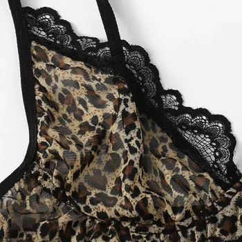 Nove Ženske Seksi Čipke Leopard Tiskanja Modrc Z Tangice Sleepwear Perilo Set S-2XL spodnje perilo za ženske sexy set FJSL